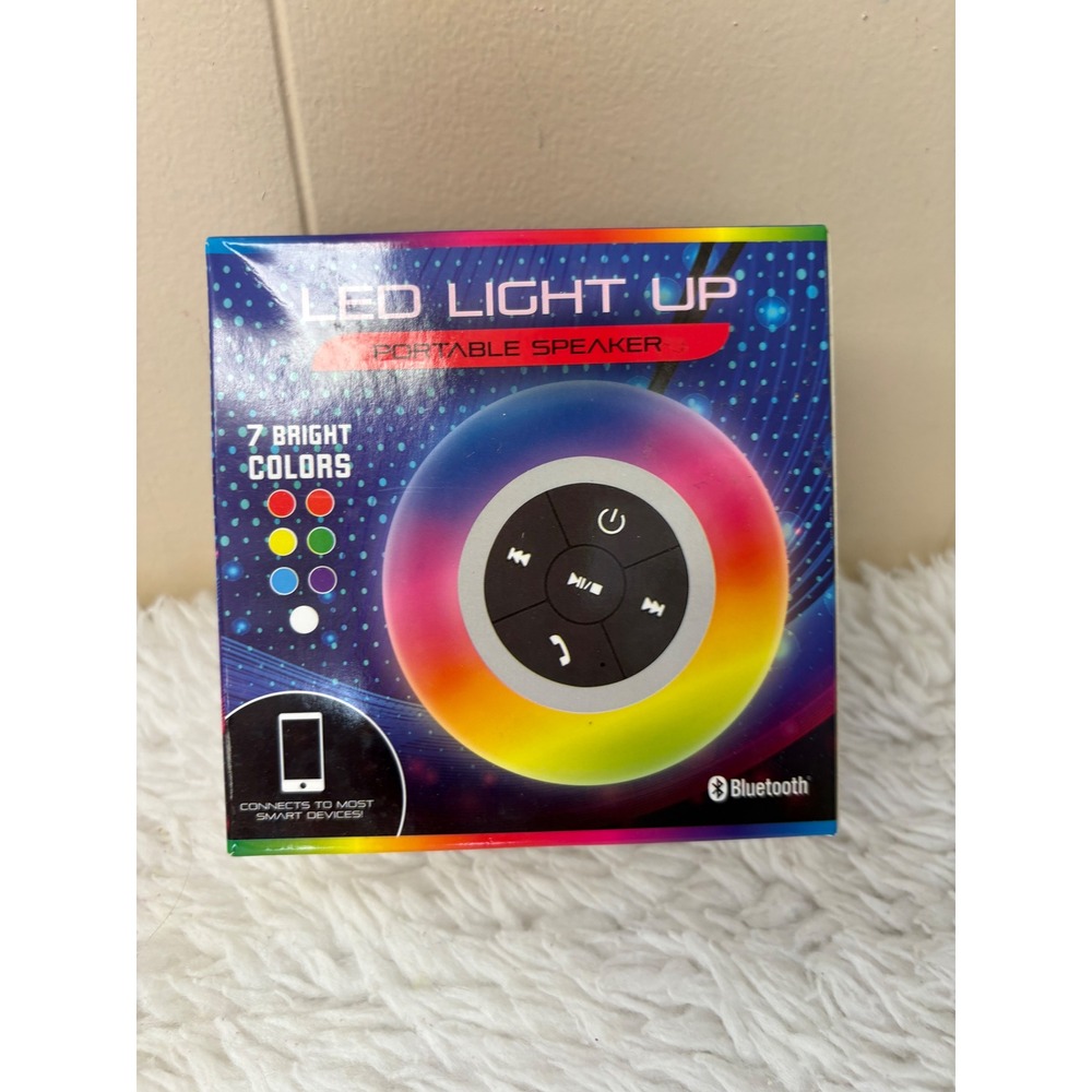 LED Light Up Portable Bluetooth Speaker 7 Bright Colors Rechargeable USB
